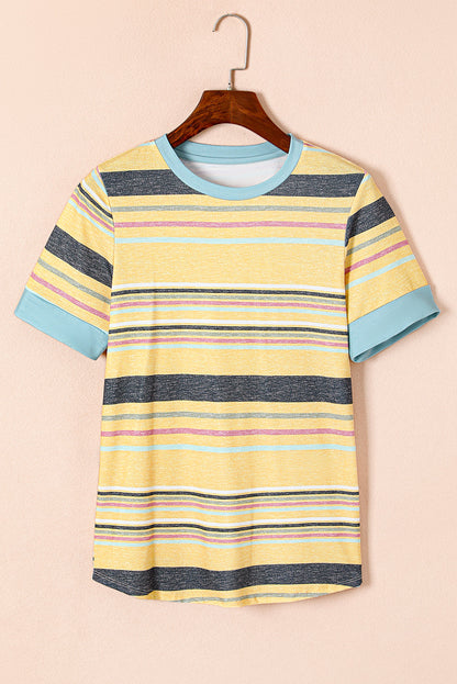 Stripe Short Sleeve Crew Neck T-Shirt