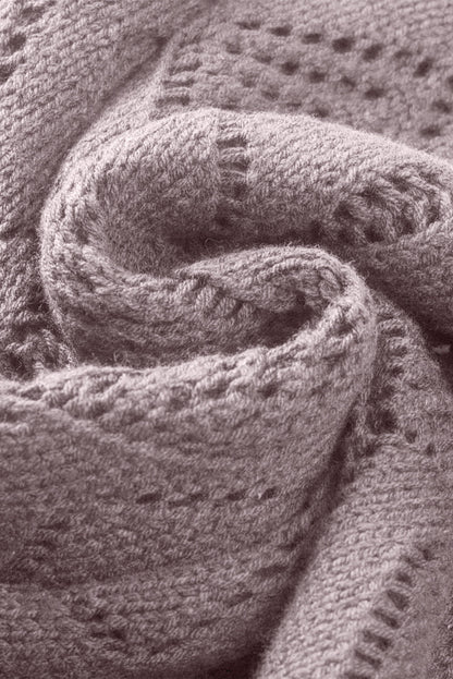 Solid Openwork Knit Button-Up Cardigan