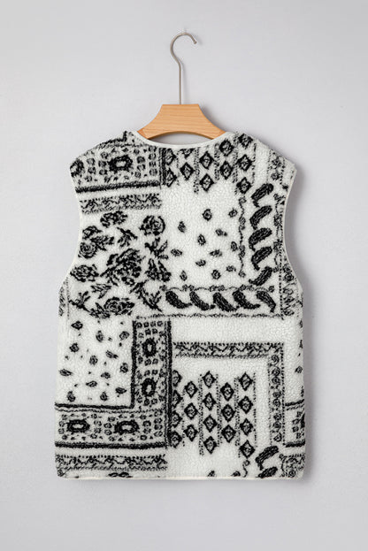 Western Paisley Sherpa Pocketed Vest