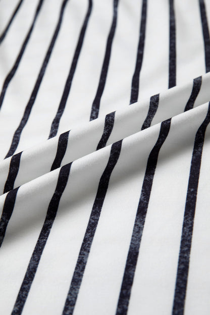 Stripe Colorblock 3/4 Sleeve Loose T-Shirt