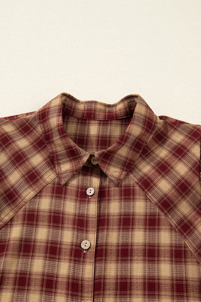 Plaid Patchwork Ruffle Hem Long Sleeve Mini Dress