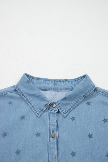 Star Denim Double Chest Pocket Short Sleeve Shirt