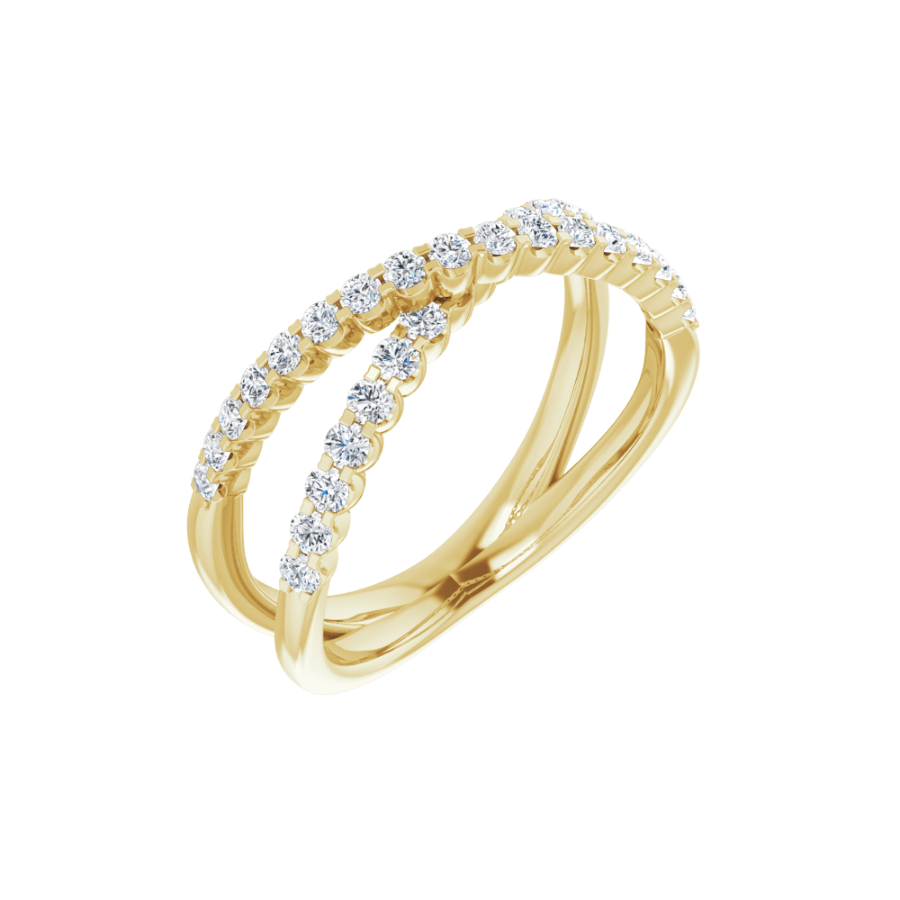 Valérie 14K Gold Diamond Criss-Cross Ring