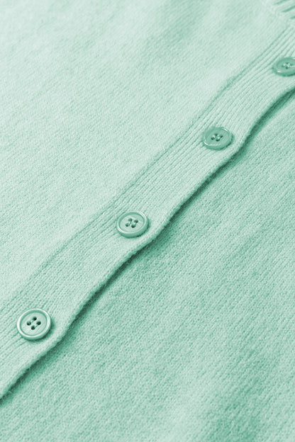 Solid 3/4 Sleeve Boxy Button-Down Cardigan