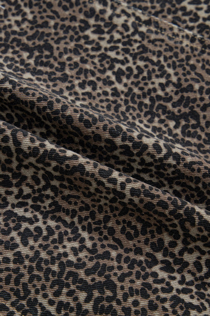 Leopard Denim Button Front Vest