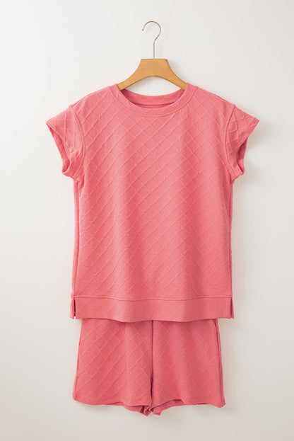 Checker Textured Tee and Drawstring Shorts