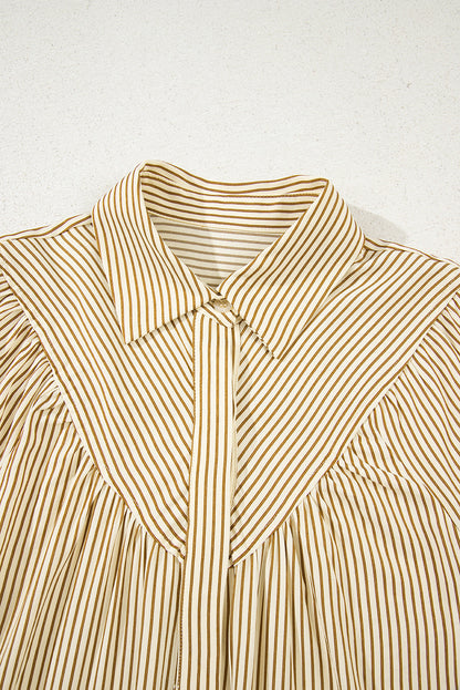 Stripe Collared Cuff Long Sleeve Mini Dress