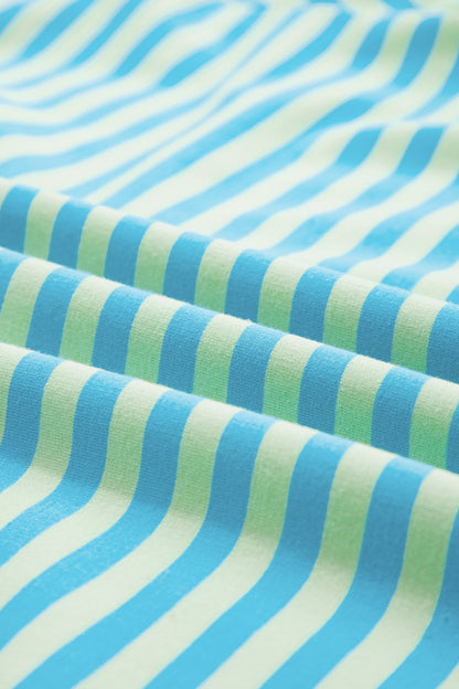 Stripe Colorblock Pullover & Pull-On Shorts Set