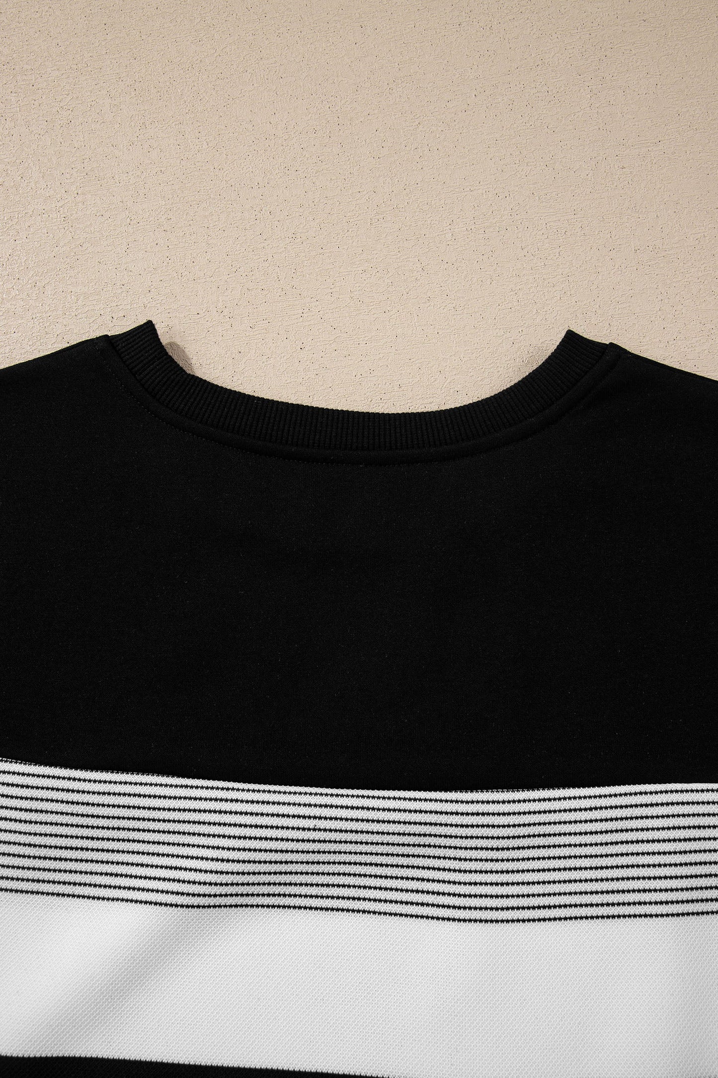 Stripe Mixed Crew Neck Cap Sleeve T-Shirt