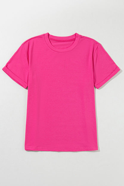 Solid Short Sleeve Crew Neck Tee
