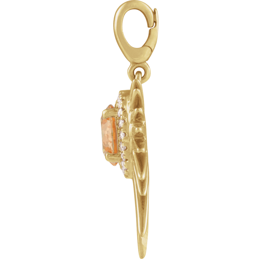 Soleil Auréa Pendant 14K Gold Citrine & Diamond Halo Sun