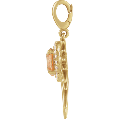 Soleil Auréa Pendant 14K Gold Citrine & Diamond Halo Sun