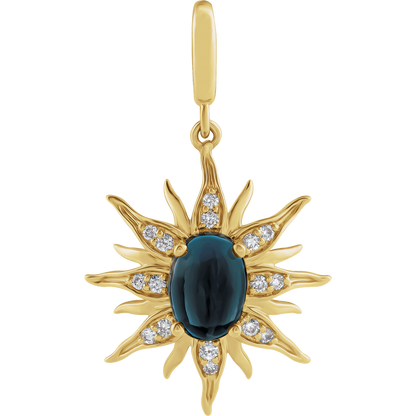 Soleil Nocturne Pendant 14K Gold Blue Topaz & Diamond