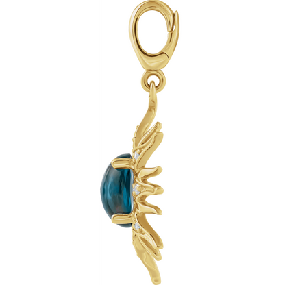 Soleil Nocturne Pendant 14K Gold Blue Topaz & Diamond