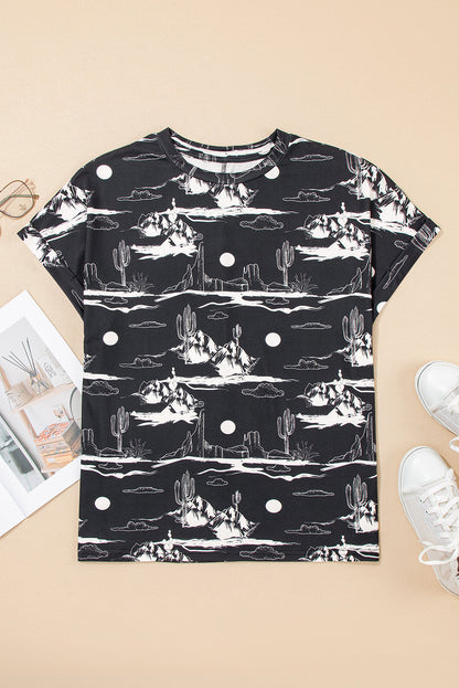 Western Desert Short Sleeve Knit Top