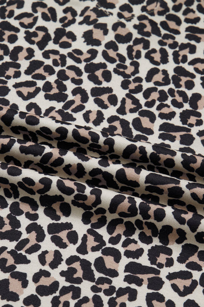 Leopard Stripe Patchwork Zip Collar Mini Dress