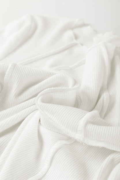 Ribbed Knit Reverse Seam Long Sleeve Top