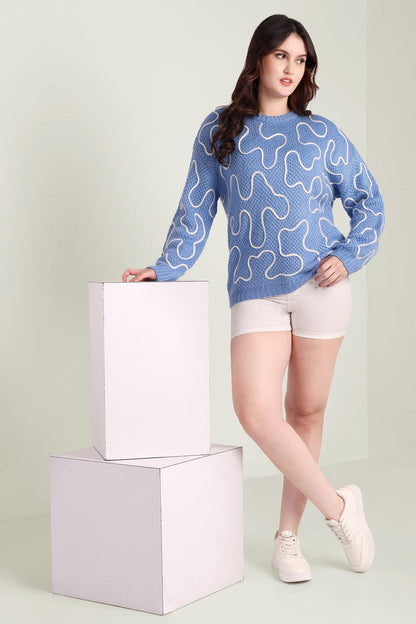 Twist of West Knitted Sweater in Blue
