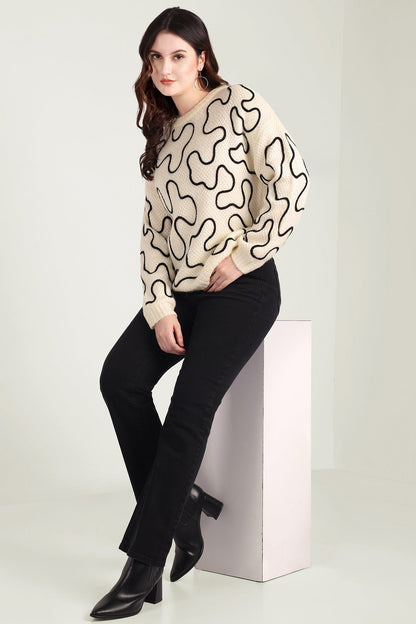 Twist of West Knitted Sweater in Canyon White