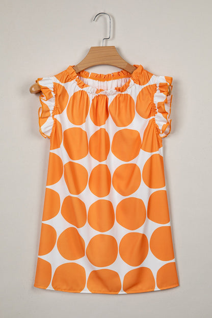 Polka Dot Frilled Round Neck Tank Top