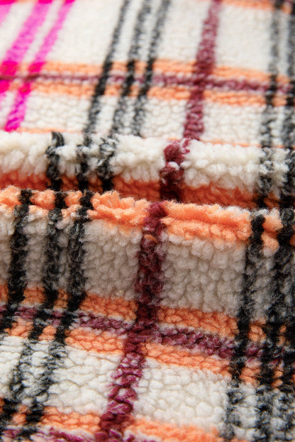 Plaid Sherpa Buttoned Jacket Vest