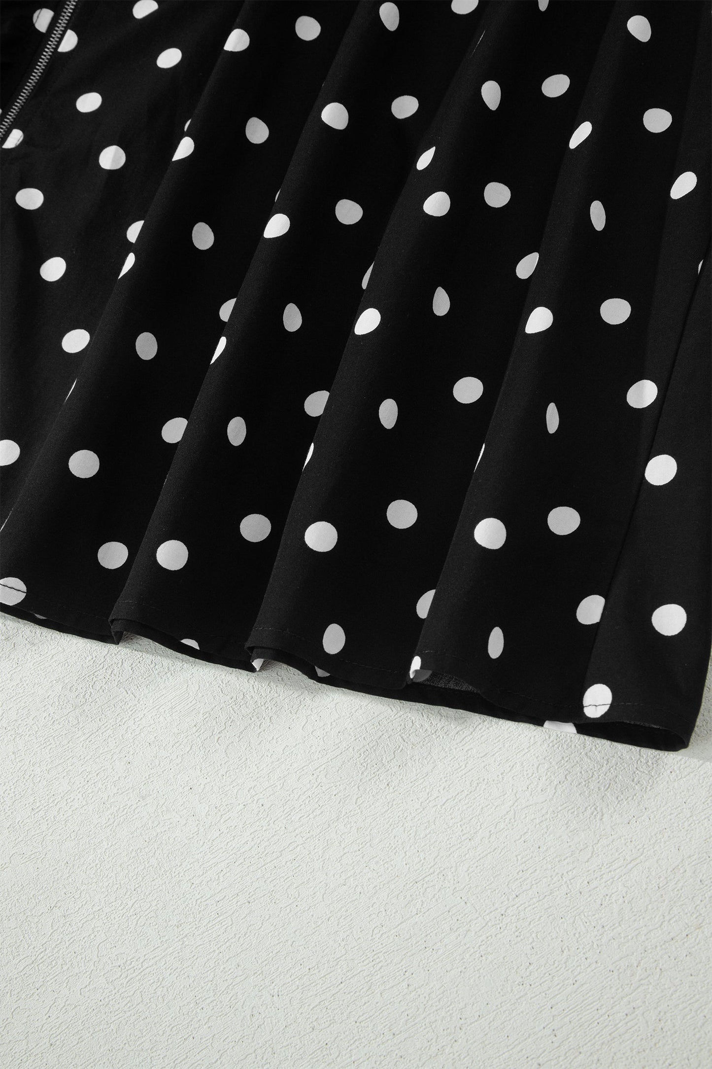 Polka Dot Zip Up V-Neck Sleeveless Dress