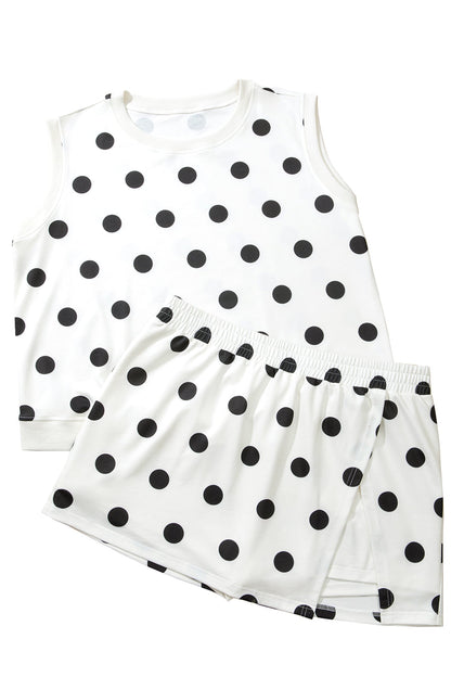 Plus Size Polka Dot Tank & Split Skort Set