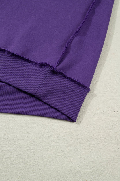 Solid Mock Neck Drop Shoulder Oversize Sweatshirt