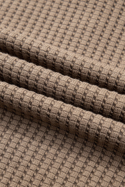 Solid Textured Knit Snap Button Collar Top