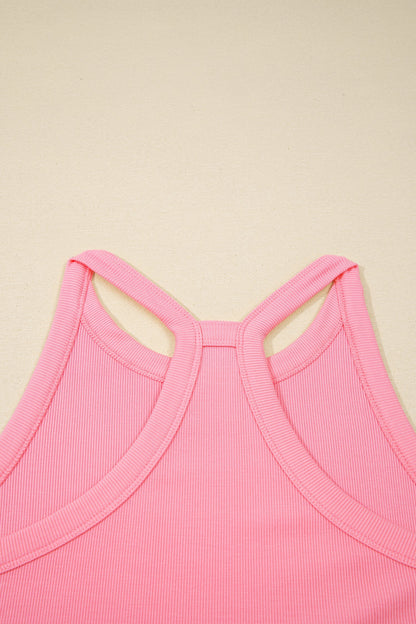 Solid Tank Top & Elastic Waist Mini Skort Set