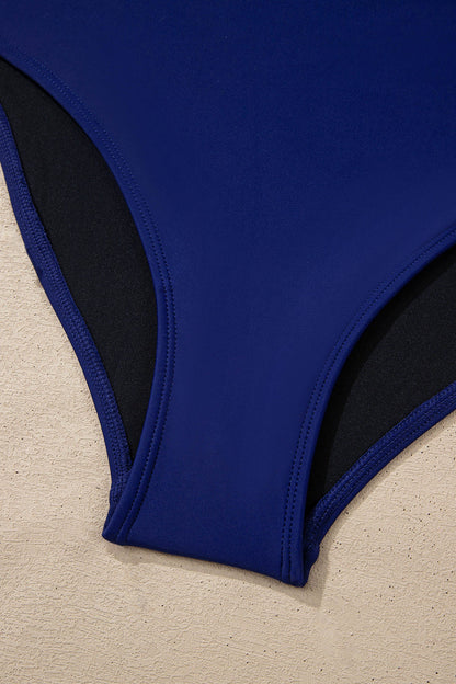 Colorblock Square Neckline One-Piece Swimsuit