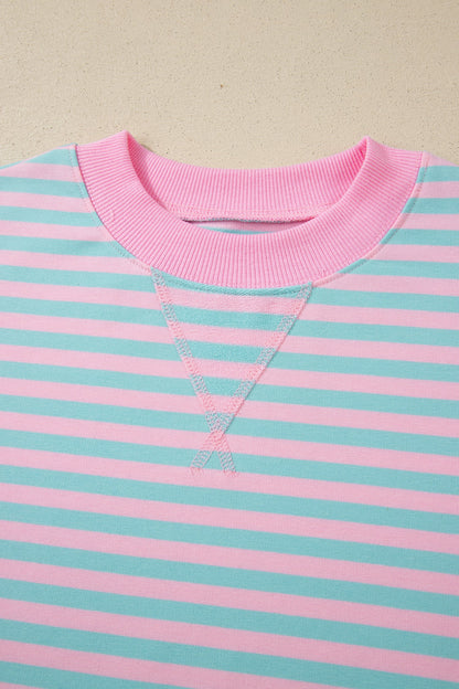 Stripe Colorblock Pullover & Pull-On Shorts Set