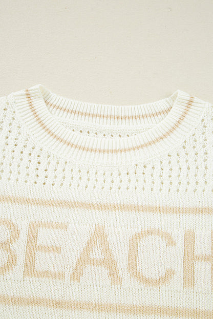 BEACH Hollow Out Knit Dolman Sleeve Sweater