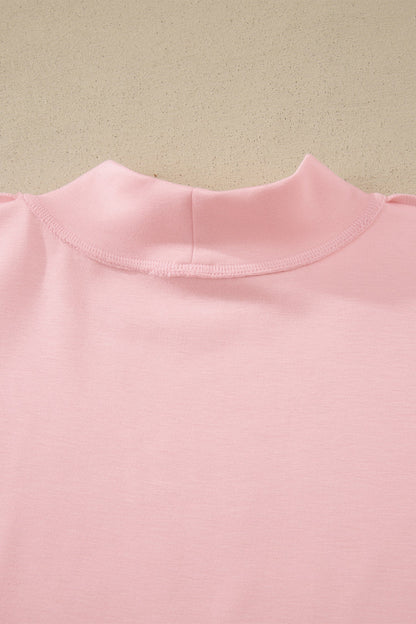 Solid Exposed Seam Mock Neck Tee & Shorts Set
