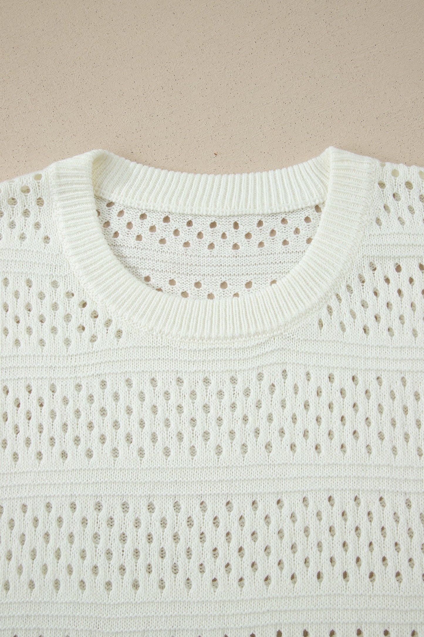 Plus Size Eyelet Hollow Out Dolman Knit Sweater
