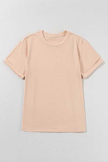 Solid Short Sleeve Crew Neck Tee