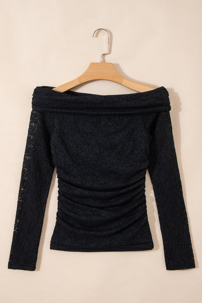 Floral Lace Off Shoulder Long Sleeve Top