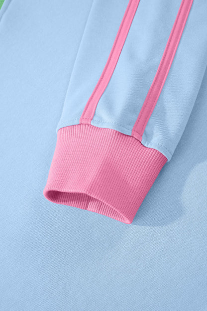 Colorblock Ribbed V-Neck & Skort Athleisure Set