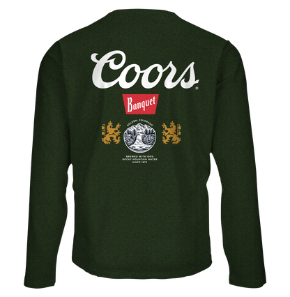 Coors Banquet Double Sided Long Sleeve Beer Logo T-Shirt - Forest Green