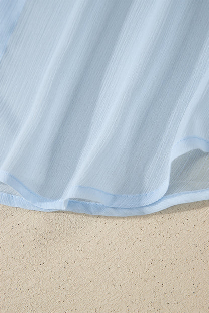 Sheer Tunic Shirt & Drawstring Shorts Cover-Up