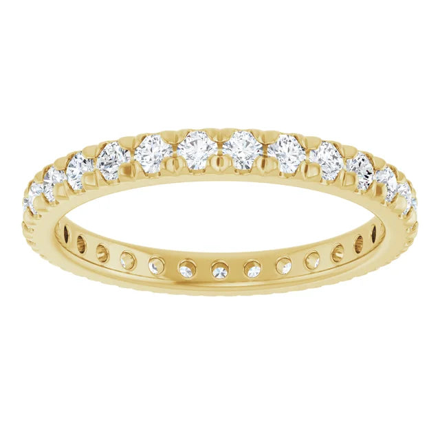 2mm French Set Diamond Eternity Ring / 14K Yellow Gold