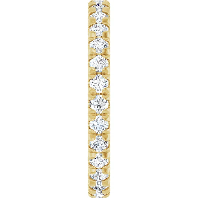 2mm French Set Diamond Eternity Ring / 14K Yellow Gold