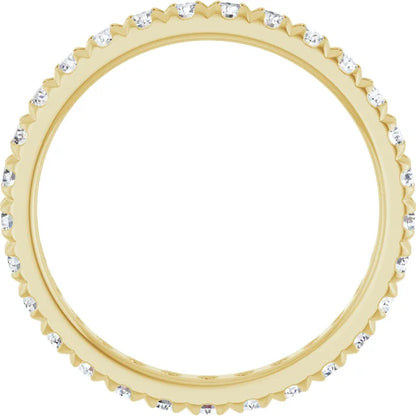 2mm French Set Diamond Eternity Ring / 14K Yellow Gold