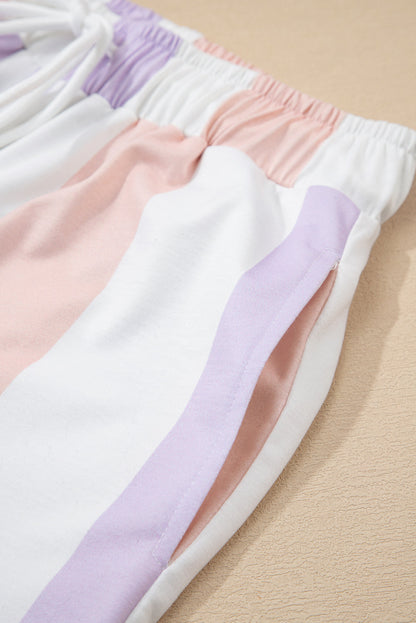 Stripe Drawstring Waist Side Pocket Pants
