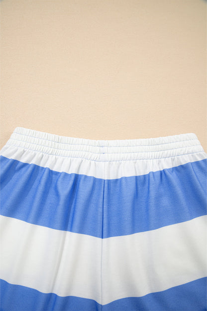 Stripe Half Zip Tee & Elastic Shorts Set