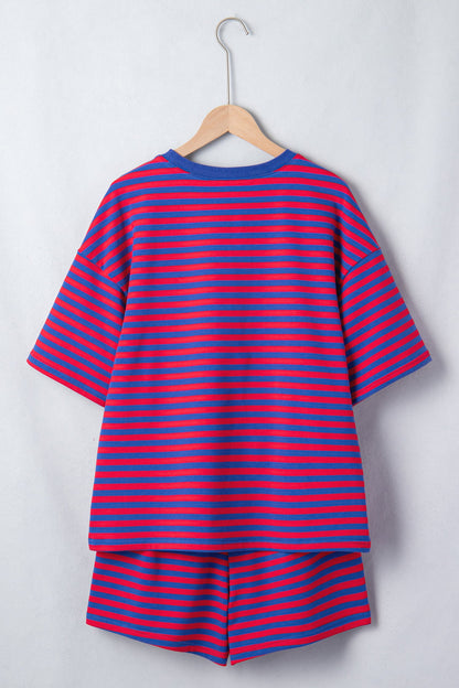 Stripe Short Sleeve Top & High Waist Short Set