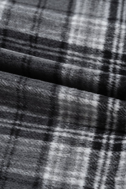 Plaid Pocketed Button-Up Hooded Shacket