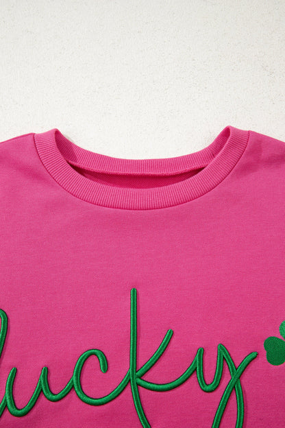 St Patrick Lucky Clover Embroidered Pullover Sweatshirt