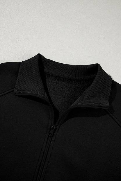 Solid Zip-Up Jacket and Drawstring Pants Set