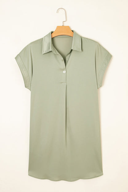 Solid Buttoned Collar T-Shirt Mini Dress